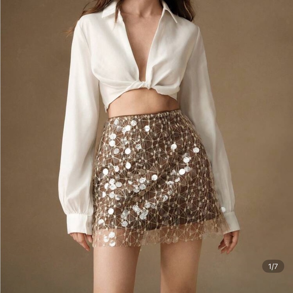 SHEIN Gold Sequin Mini Skirt